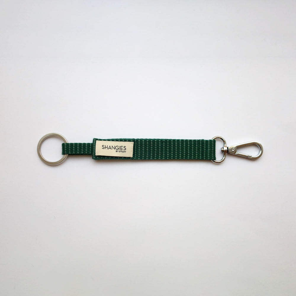 Green Shangies keychain with polished fitting.