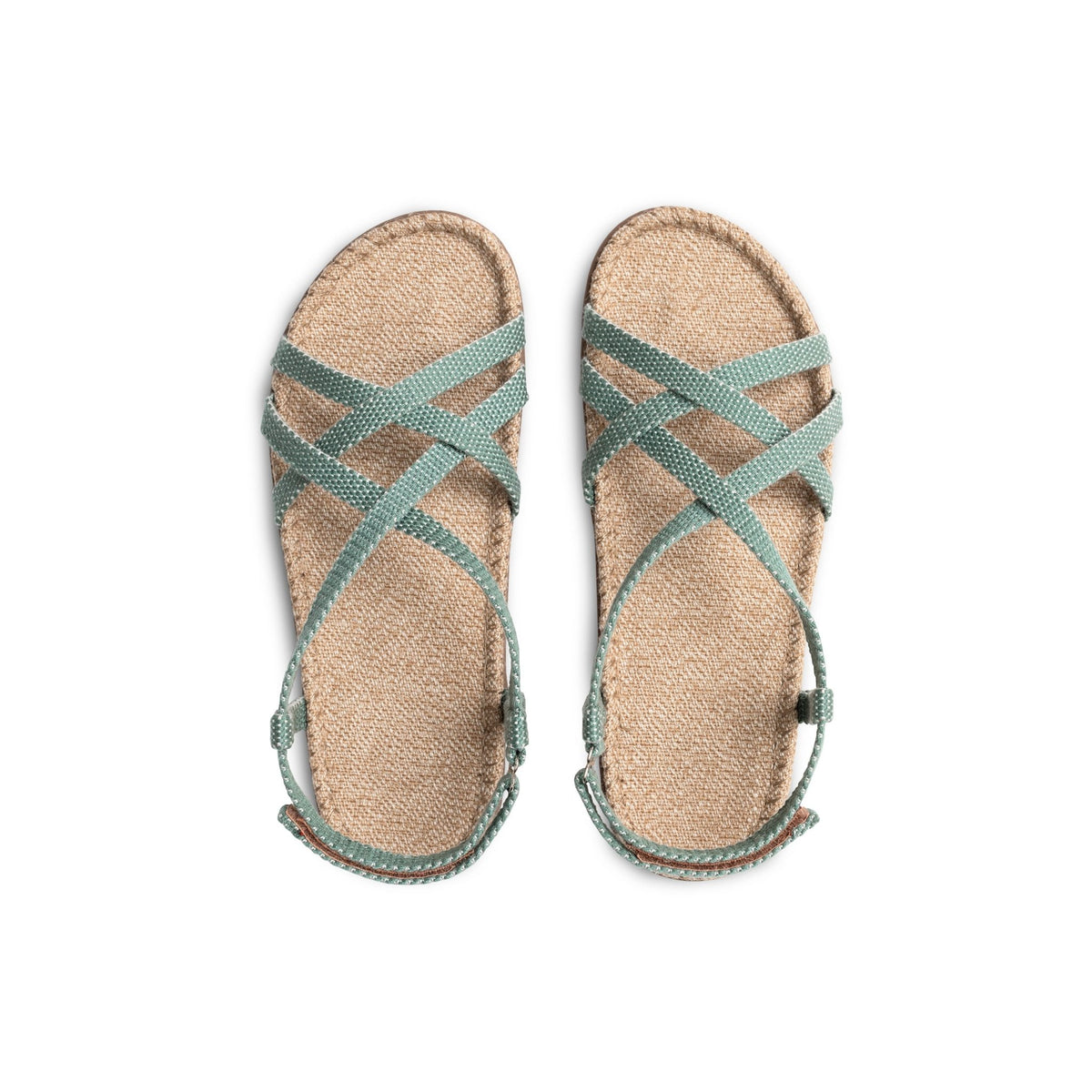 
                  
                    Pair of Shangies kids sandals in Minty Mint viewed from above on a white background
                  
                