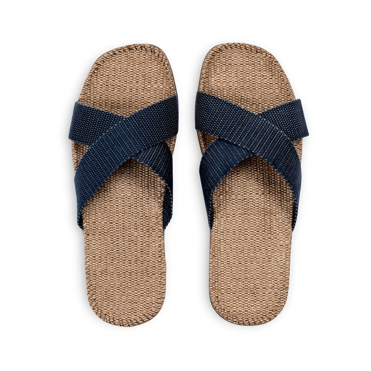 
                  
                    Pair of Shangies Unisex#1 sandals in Midnight Blue viewed from above on a white background
                  
                