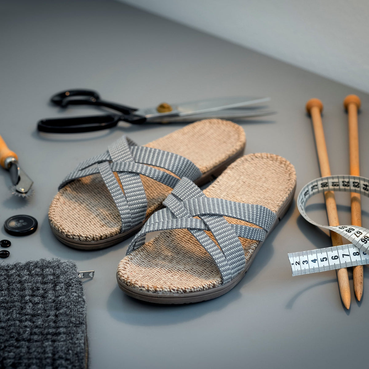 shangies sandals women#1 grey stripes